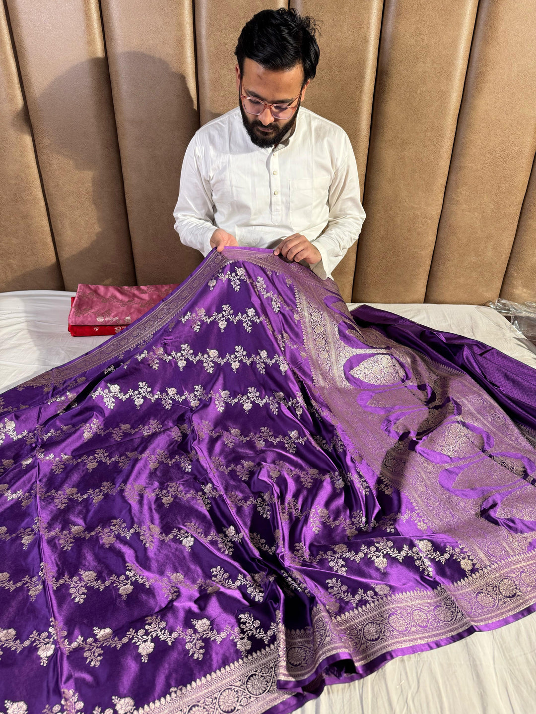 Bright Purple Shade Mashru Katan Silk Saree
