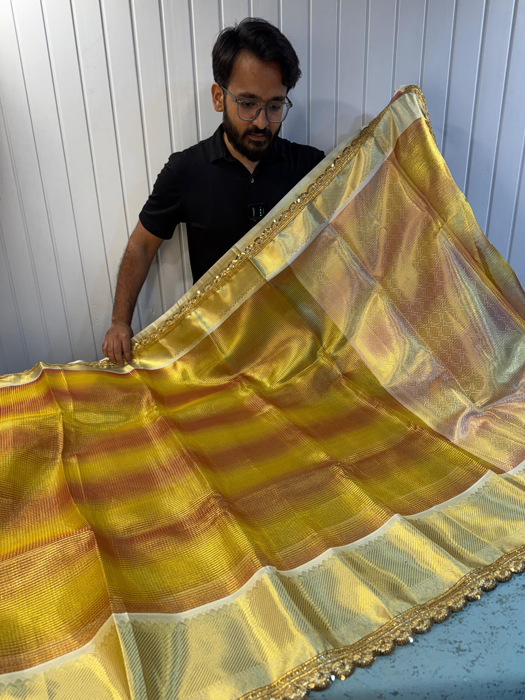Premium Tissue Silk Lace Work Banarasi Saree