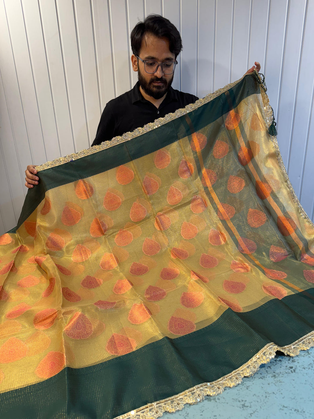 Premium Tissue Silk Lace Work Banarasi Saree