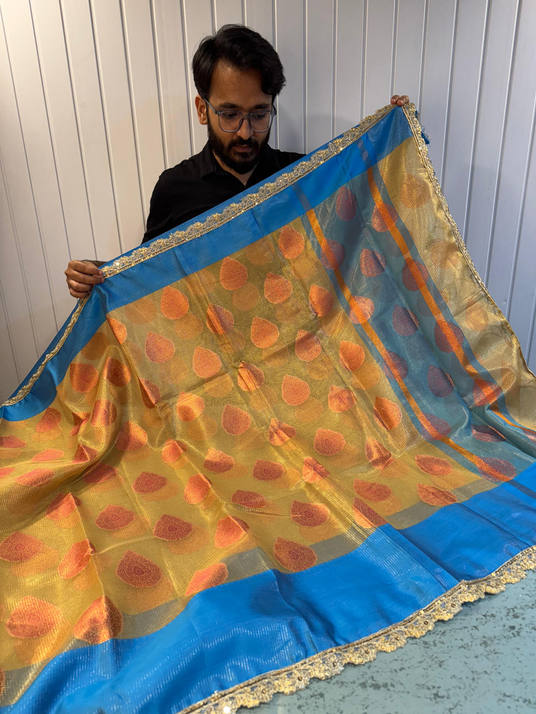 Premium Tissue Silk Lace Work Banarasi Saree