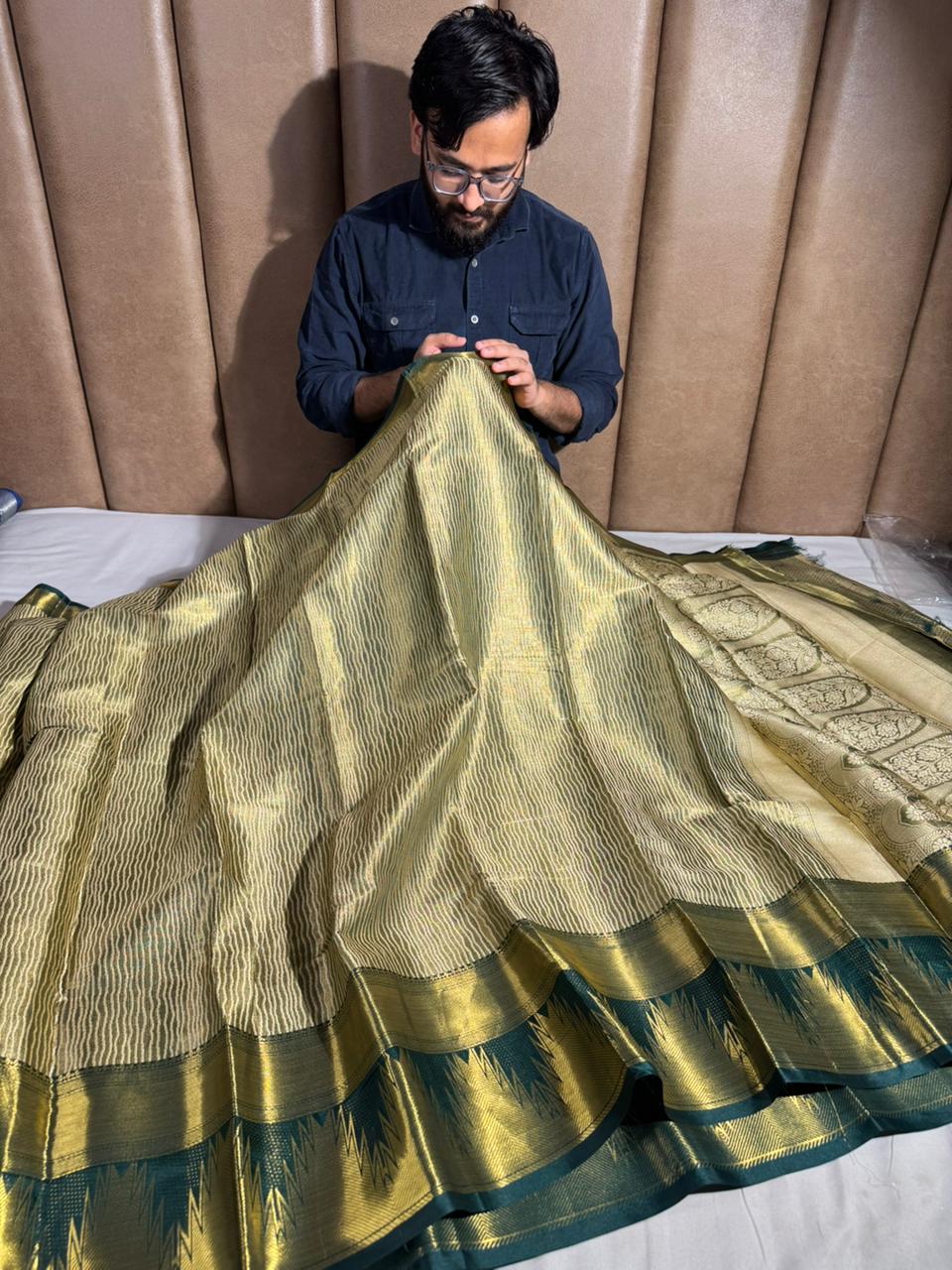 Abstract Weave Kanjivaram Brocade Tissue Silk Saree