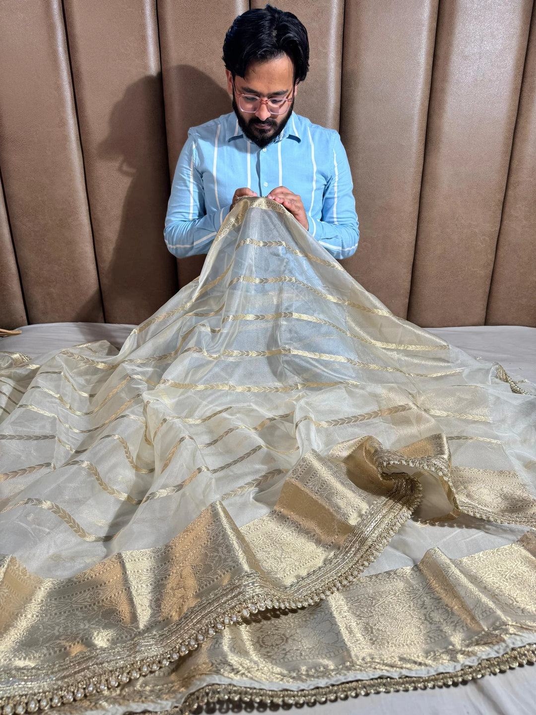 Bestserller banarasi organza silk saree with premium lace work