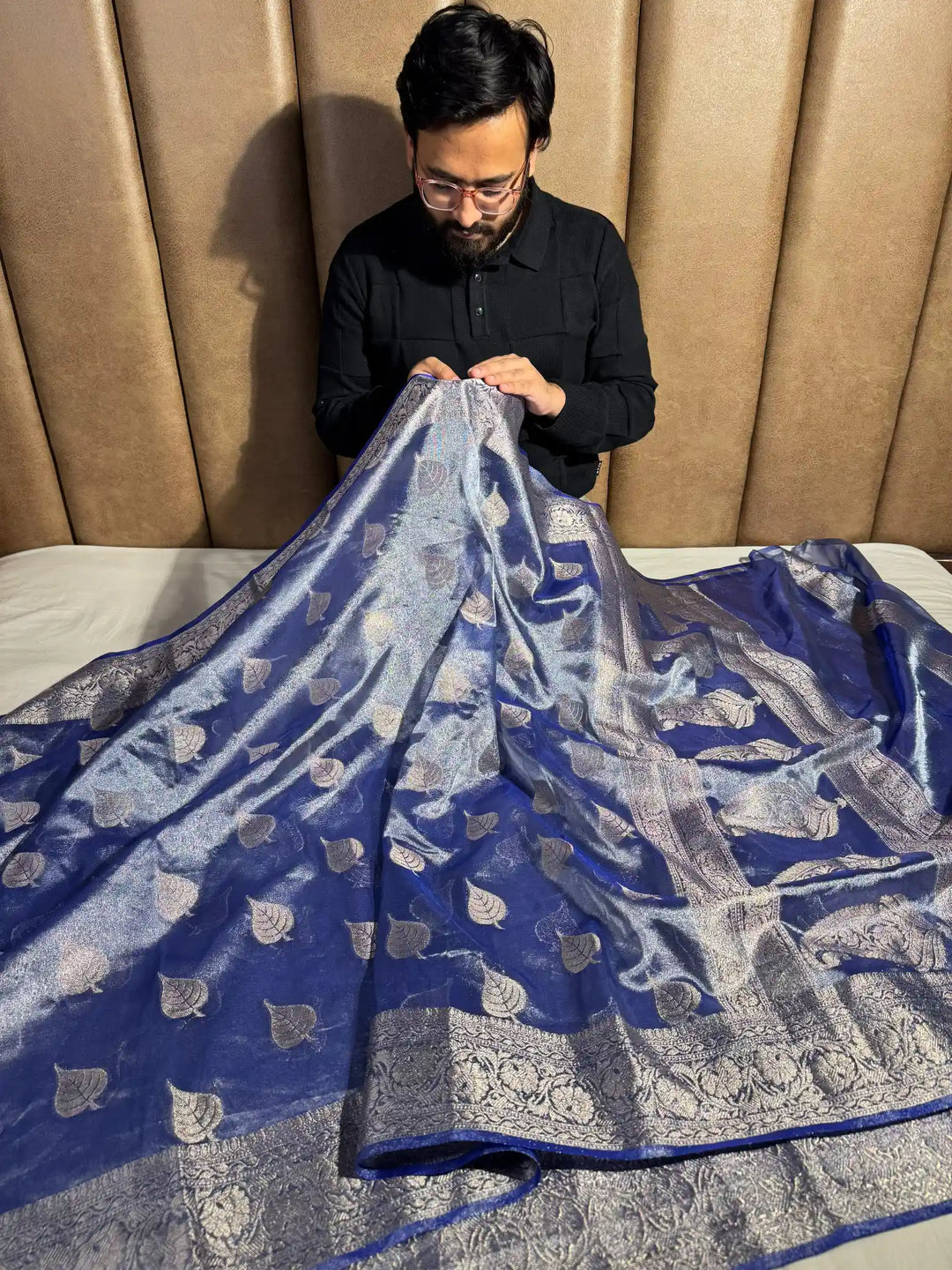 Blue Tissue Silk Saree with Rich Pallu and Blouse