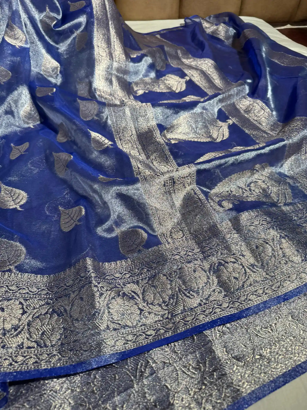 Blue Tissue Silk Saree with Rich Pallu and Blouse