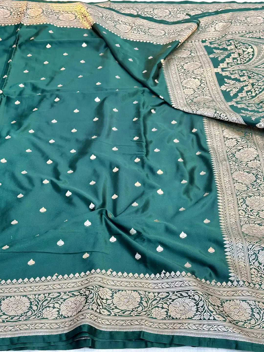 Mehendi Green Premium Mashru Katan Saree