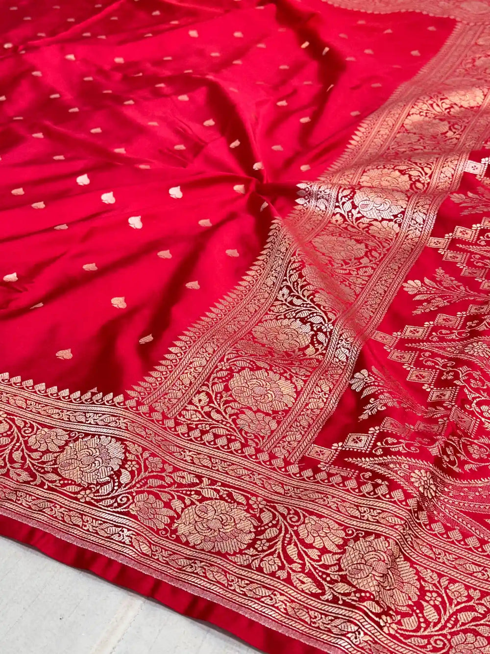Bridal Red Premium Mashru Katan Saree