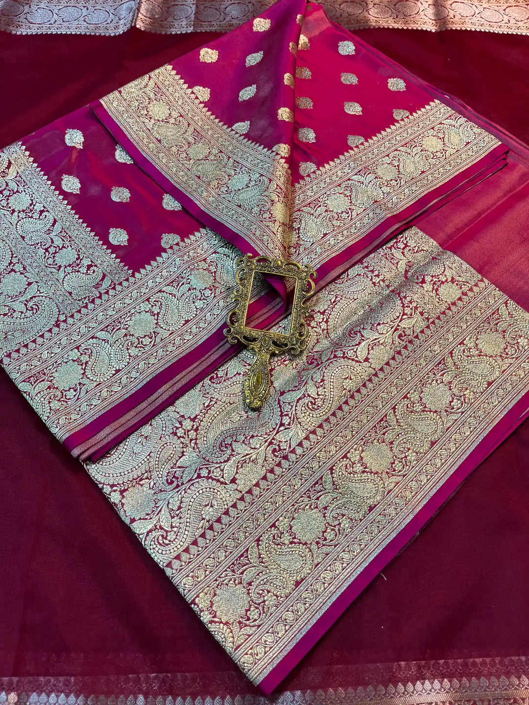 Bridal Purple Satin Silk Premium Buta Weave Banarasi Saree