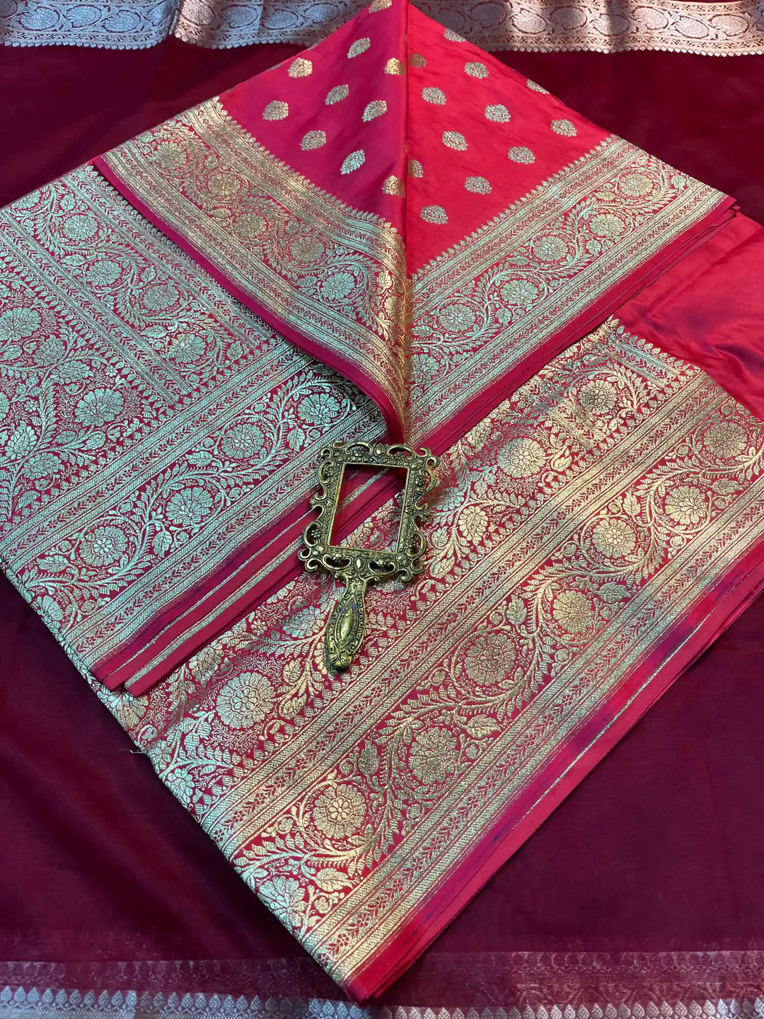 Bridal Pink Satin Silk Premium Buta Pattern Banarasi Saree