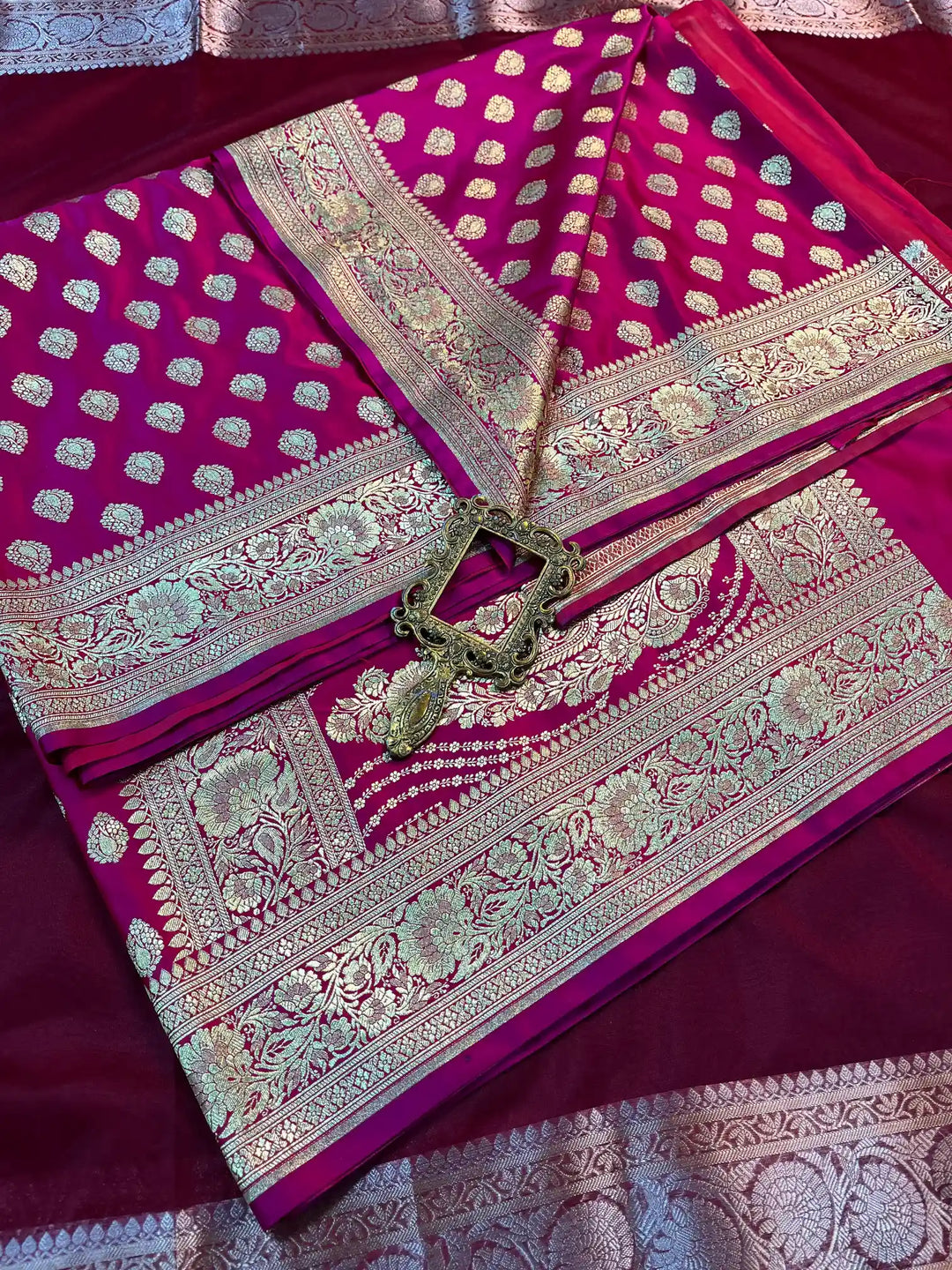 Bridal Light Purple Satin Silk Premium Buta Pattern Banarasi Saree