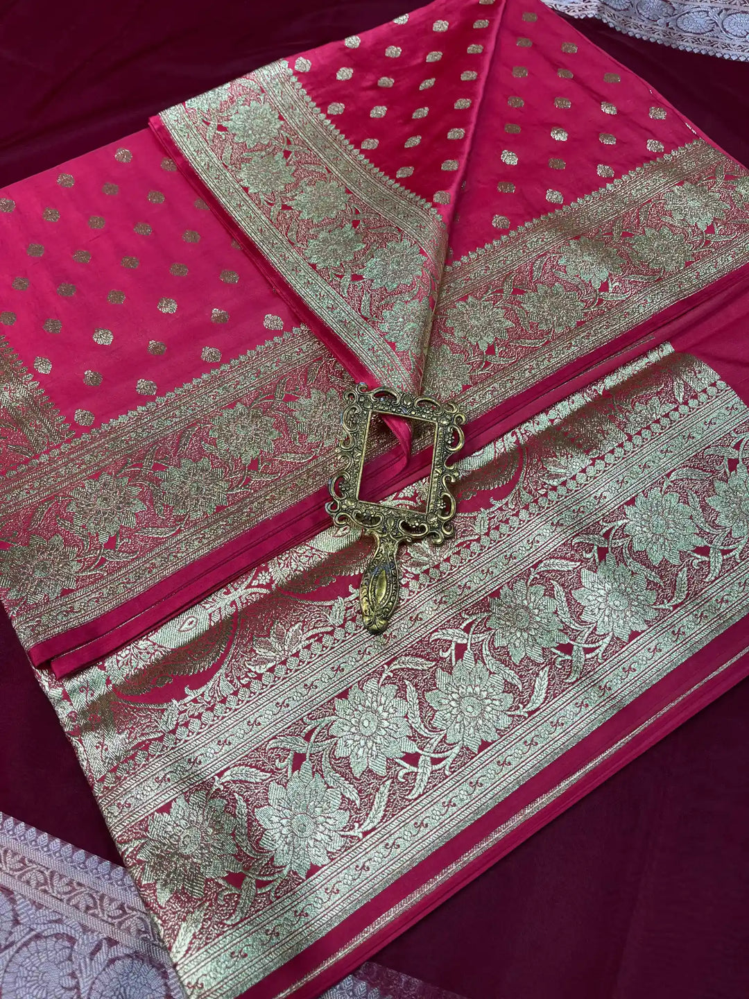 Bridal Pink Satin Silk Premium Buti Weave Banarasi Saree