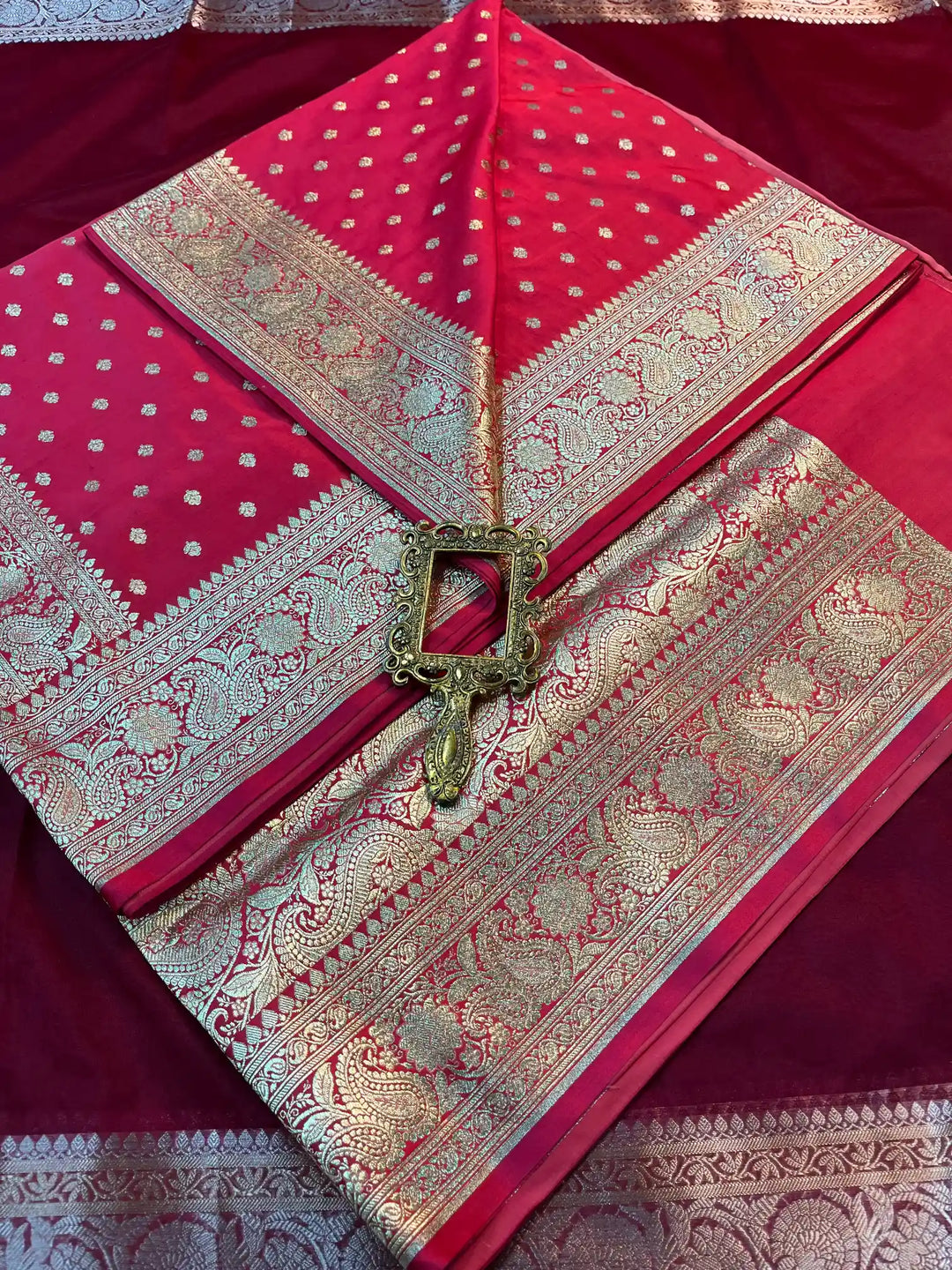 Bridal Pink Satin Silk Buti Design Banarasi Saree