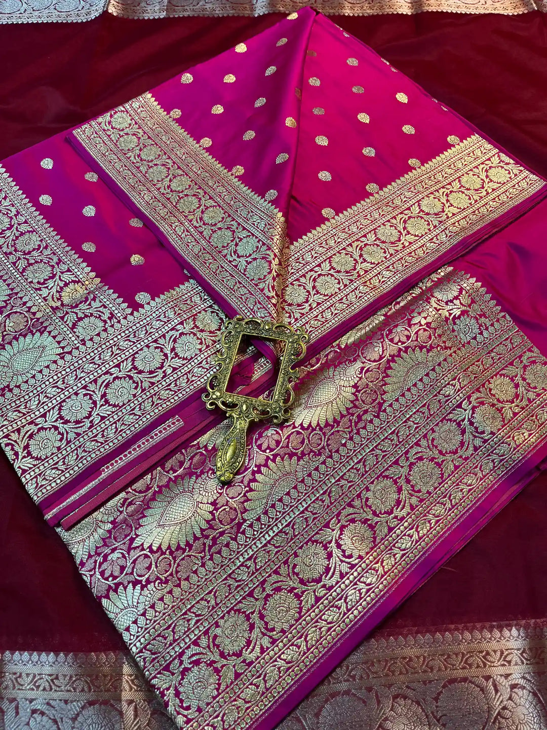 Bridal Light Purple Satin Silk Buti Design Banarasi Saree