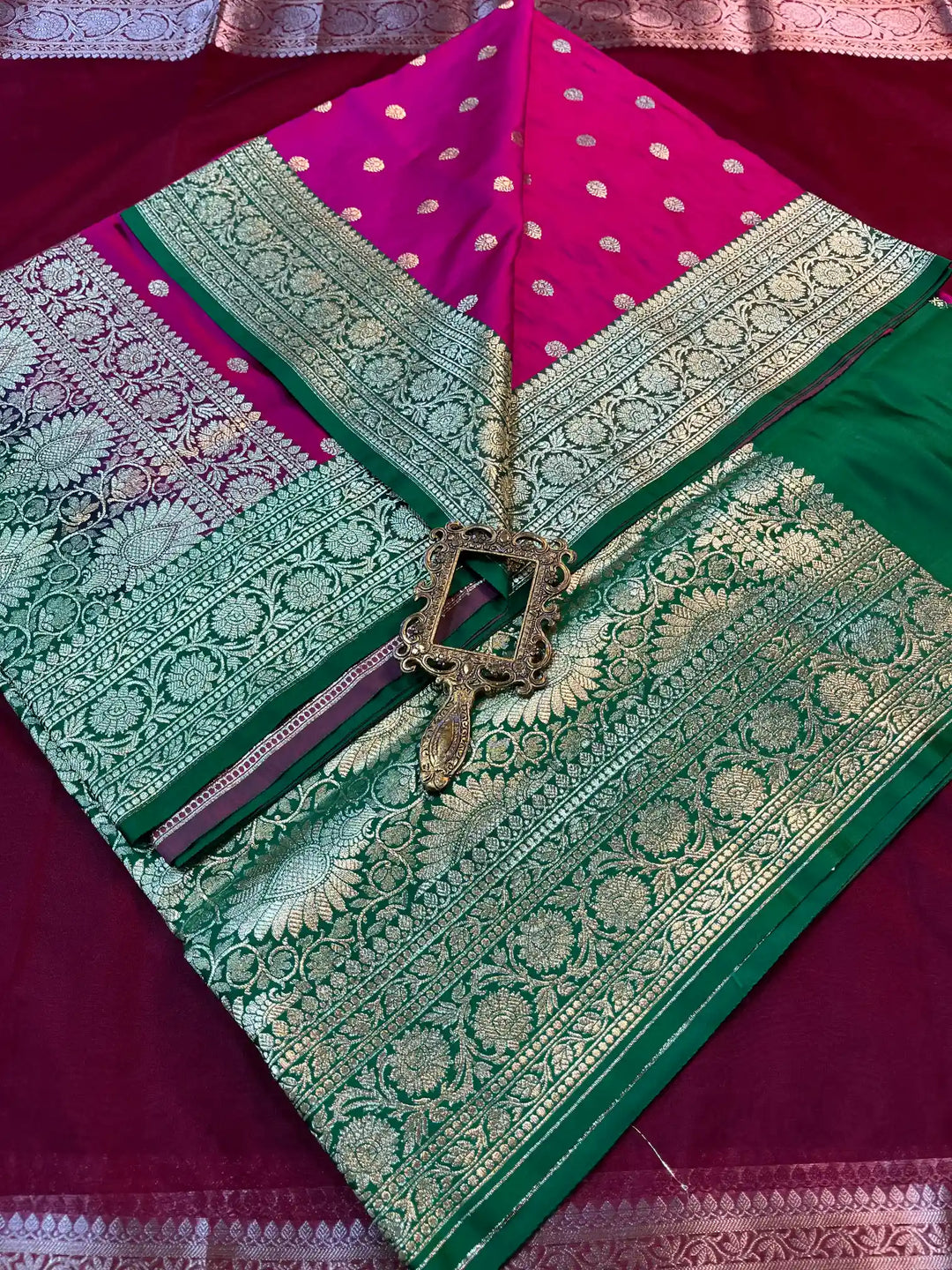 Bridal Light Purple Contrast Satin Silk Buti Design Banarasi Saree