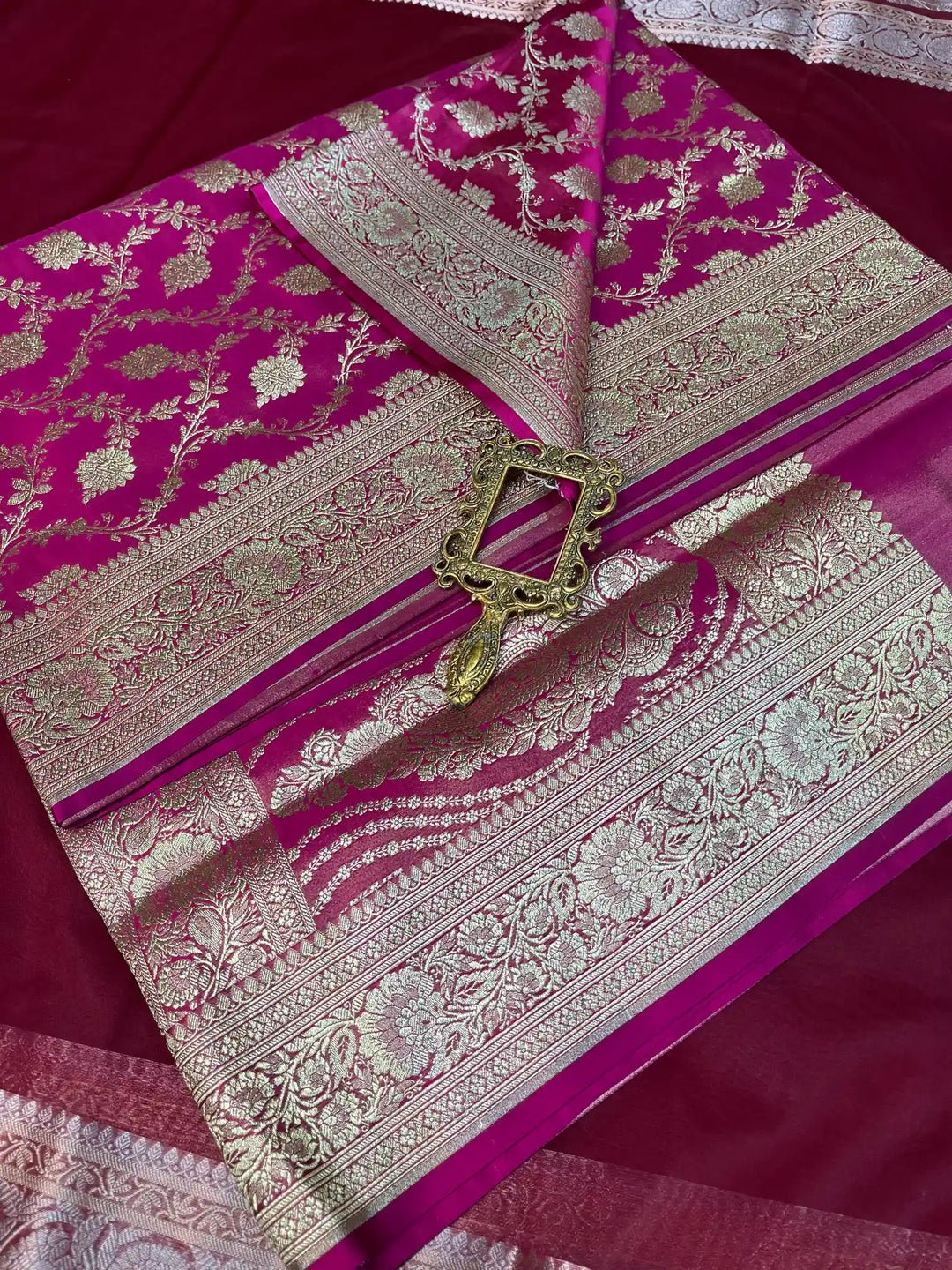 Bridal Purple Satin Silk Premium Jaal Pattern Banarasi Saree