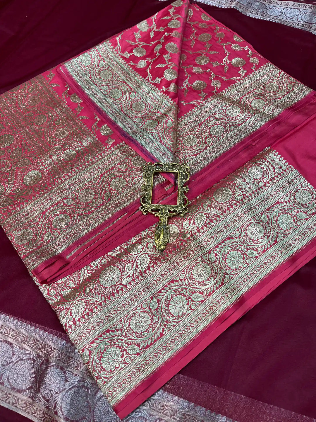 Bridal Pink Satin Silk Premium Jaal Pattern Banarasi Saree