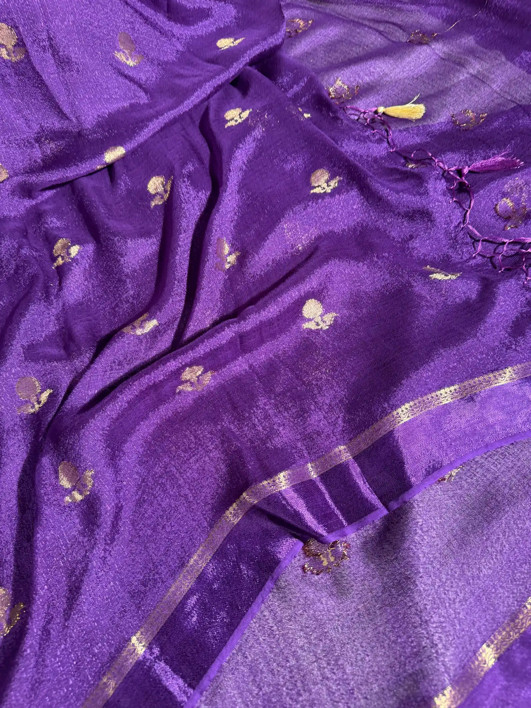 Bright Purple Viscose Georgette Buta Banarasi Saree