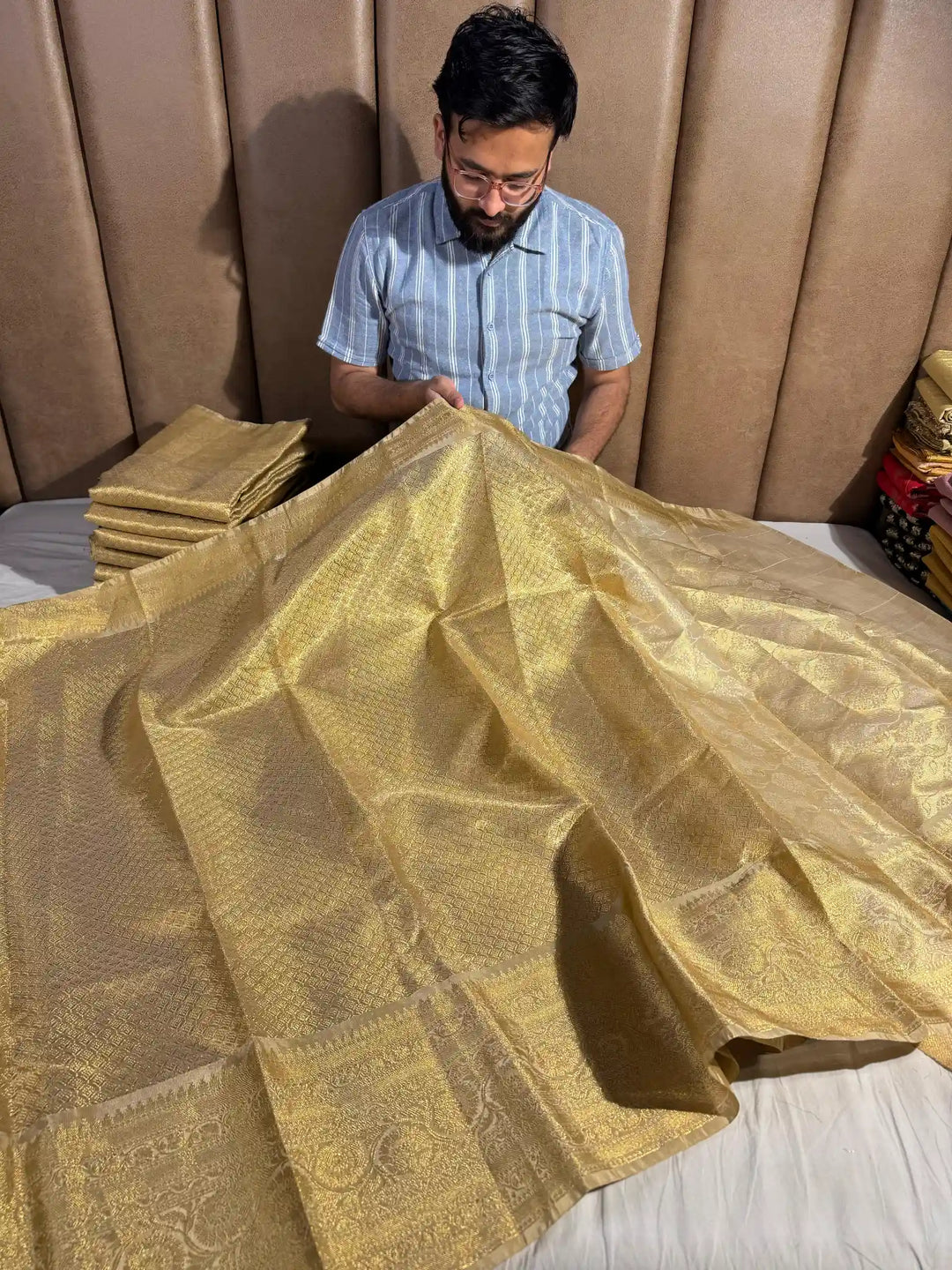 Copper Tissue Silk Saree with Rich Pallu and Blouse