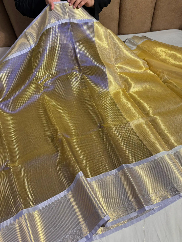 Exclusive Glass Tissue Silk Banarasi Saree with Dual Tone