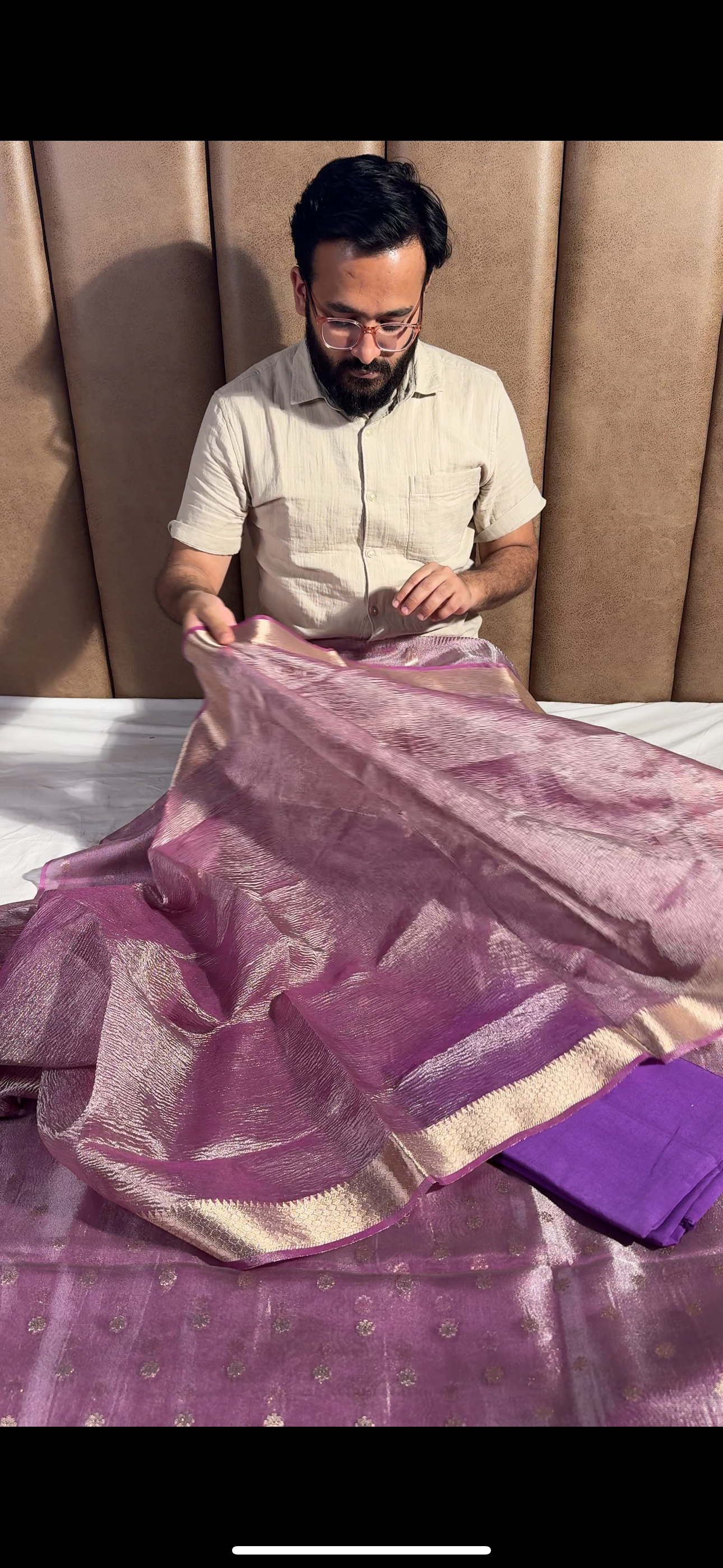 Exclusive Light Purple Colour Tissue Silk Suit