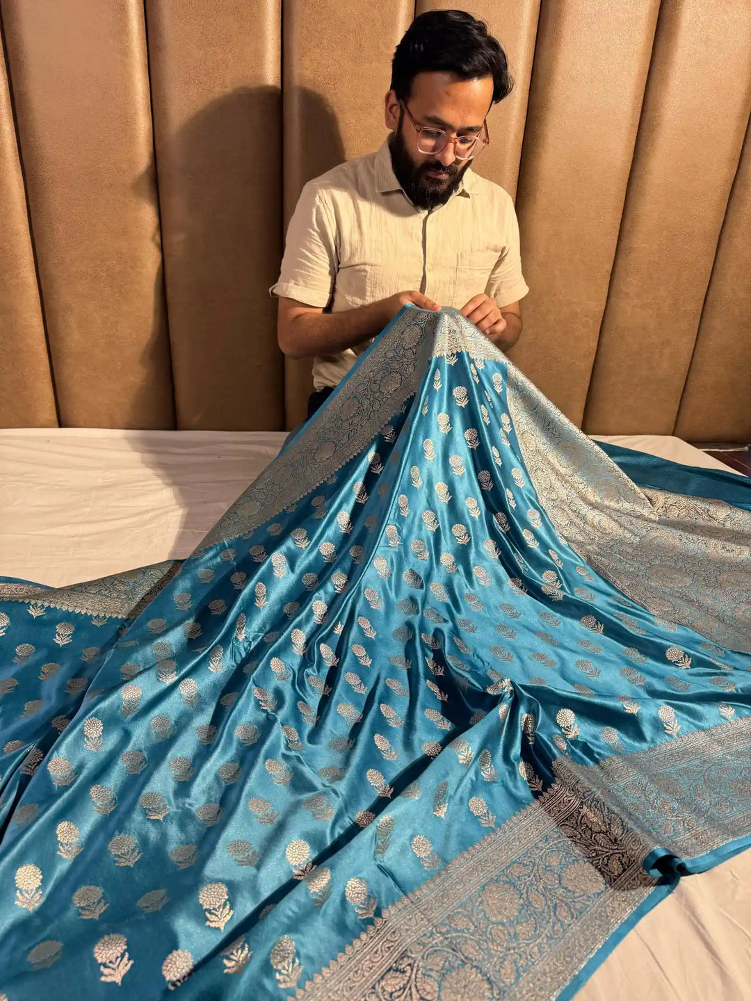 Firozi Pretty Mashru Silk Saree