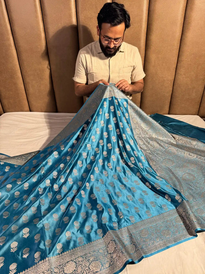 Firozi Pretty Mashru Silk Saree