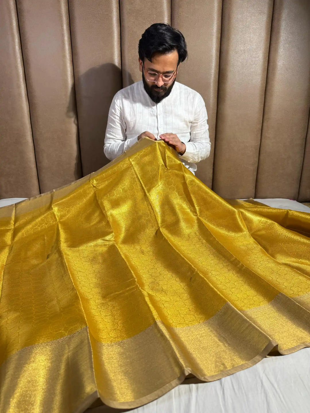 Golden Tissue Silk Saree with Rich Pallu and Blouse