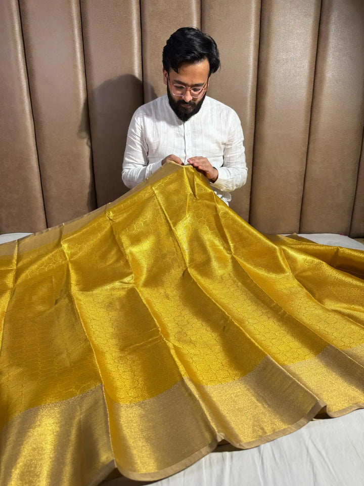 Golden Tissue Silk Saree with Rich Pallu and Blouse