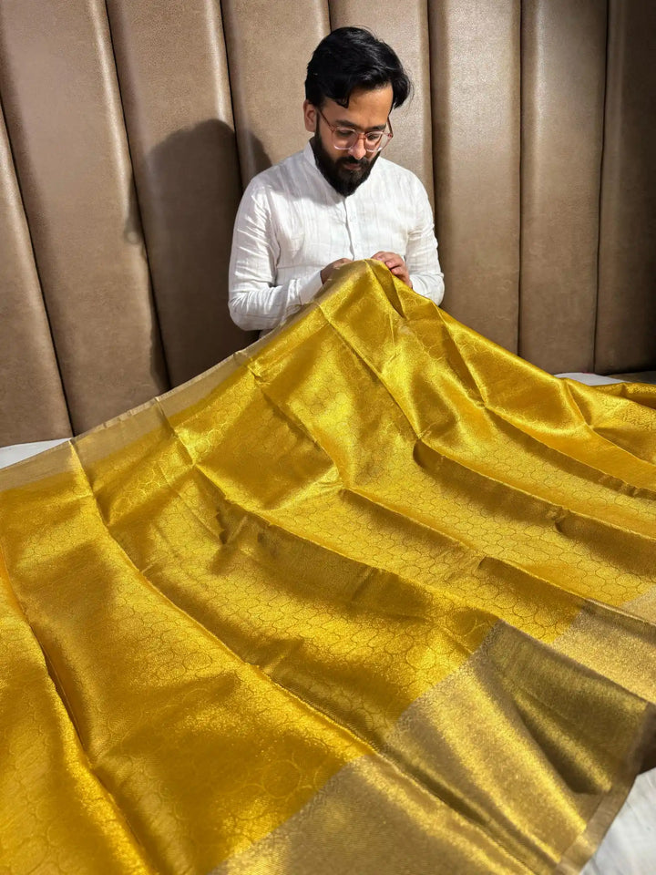 Golden Tissue Silk Saree with Rich Pallu and Blouse