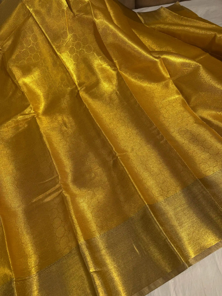 Golden Tissue Silk Saree with Rich Pallu and Blouse
