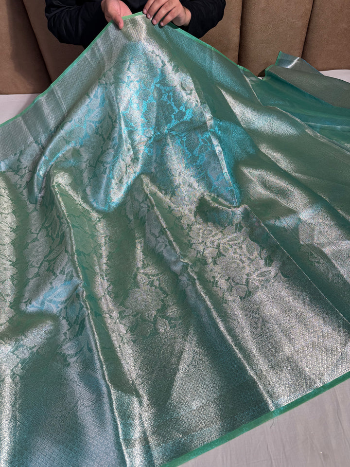 Premium Banarasi Glass Tissue Saree with Dual Tone