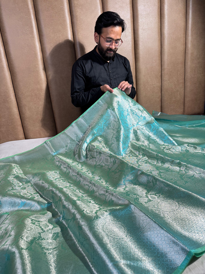 Premium Banarasi Glass Tissue Saree with Dual Tone