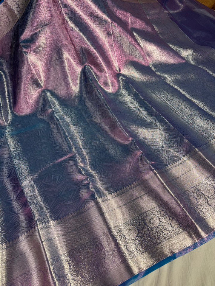 Neon Pink Glass Tissue Silk Banarasi Saree