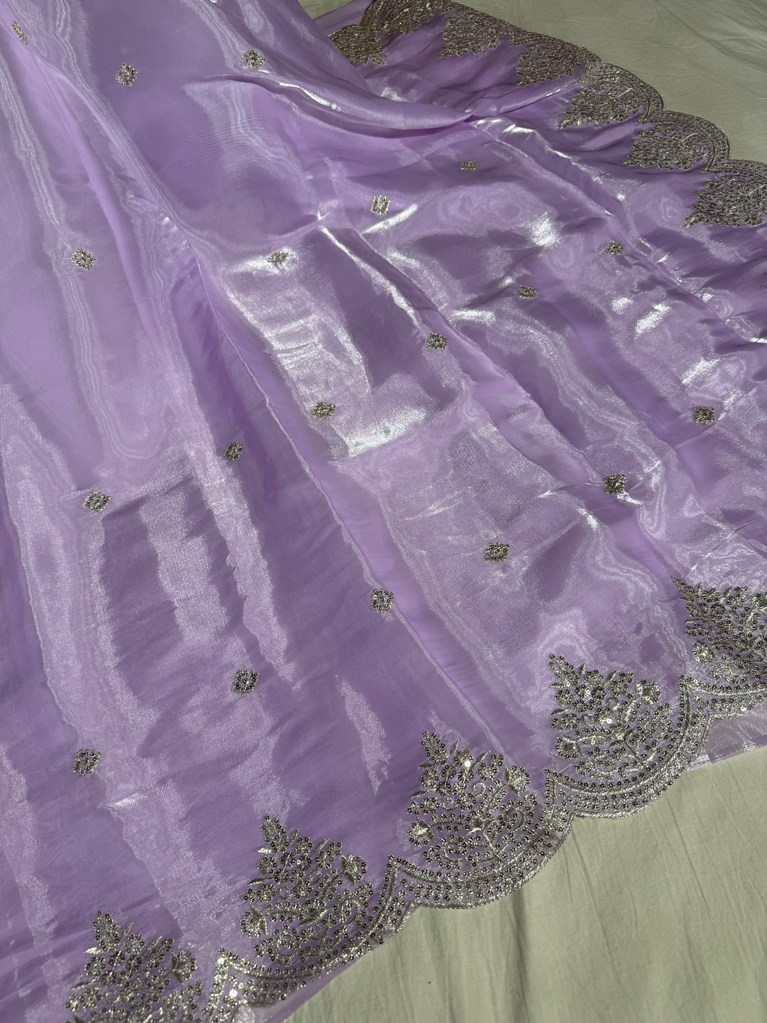 Lavender Shimmery Tissue Silk Saree