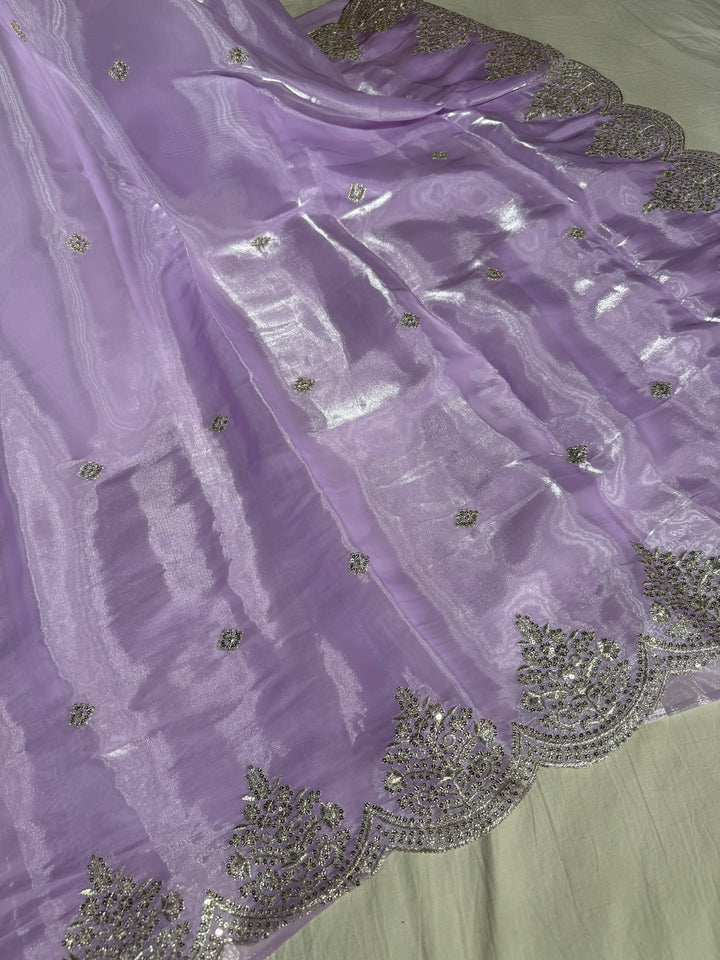 Lavender Shimmery Tissue Silk Saree