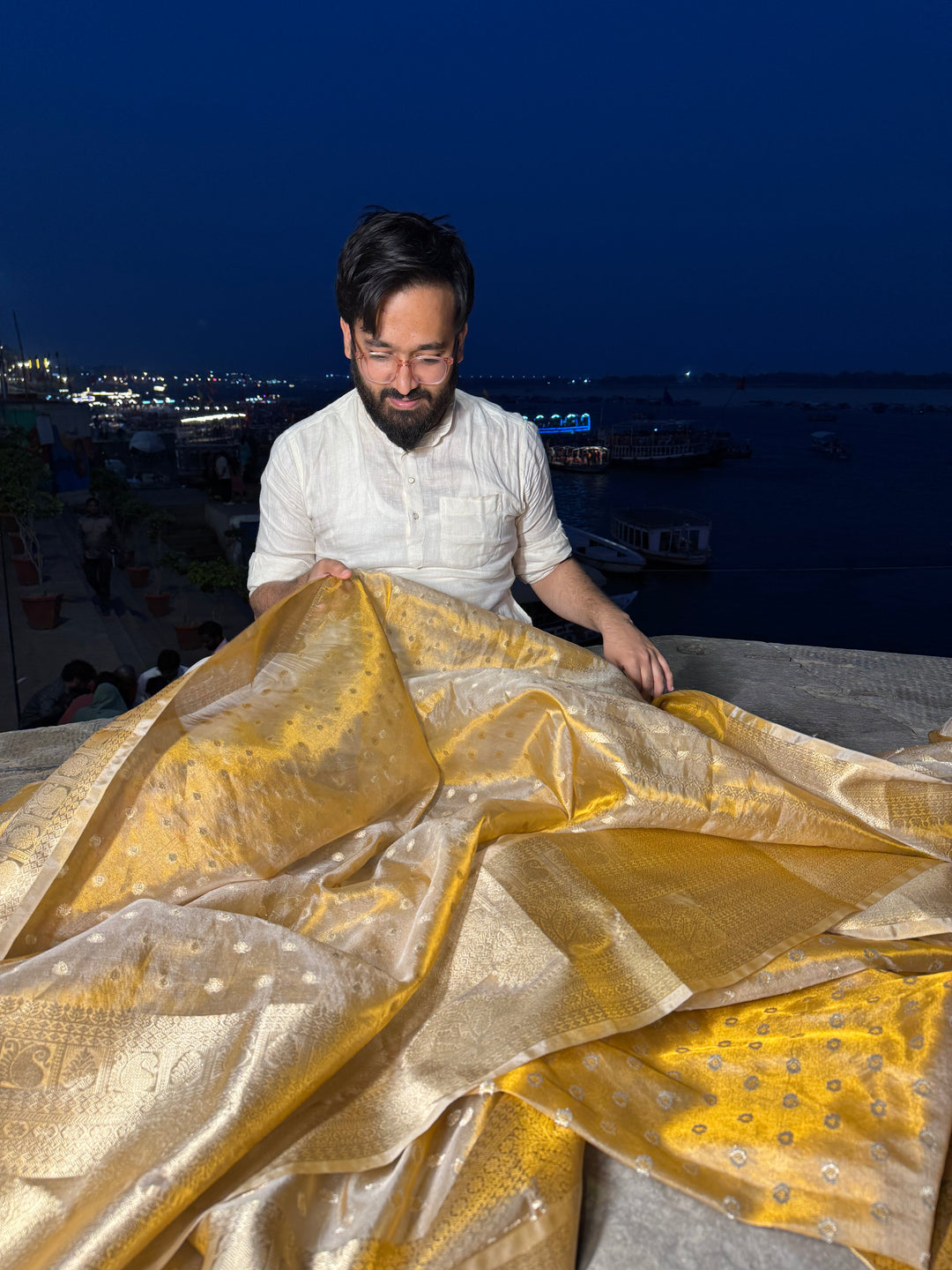Golden Tissue Silk Buti Weave Banarasi Saree
