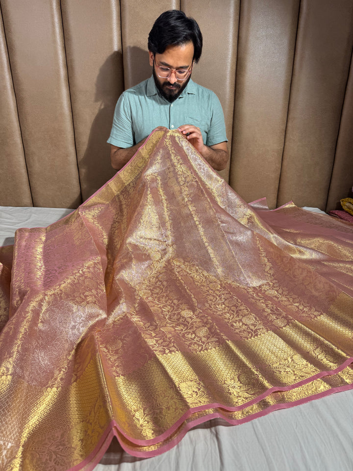 Premium Banarasi kanjivaram tissue silk saree with rich pallu and blouse