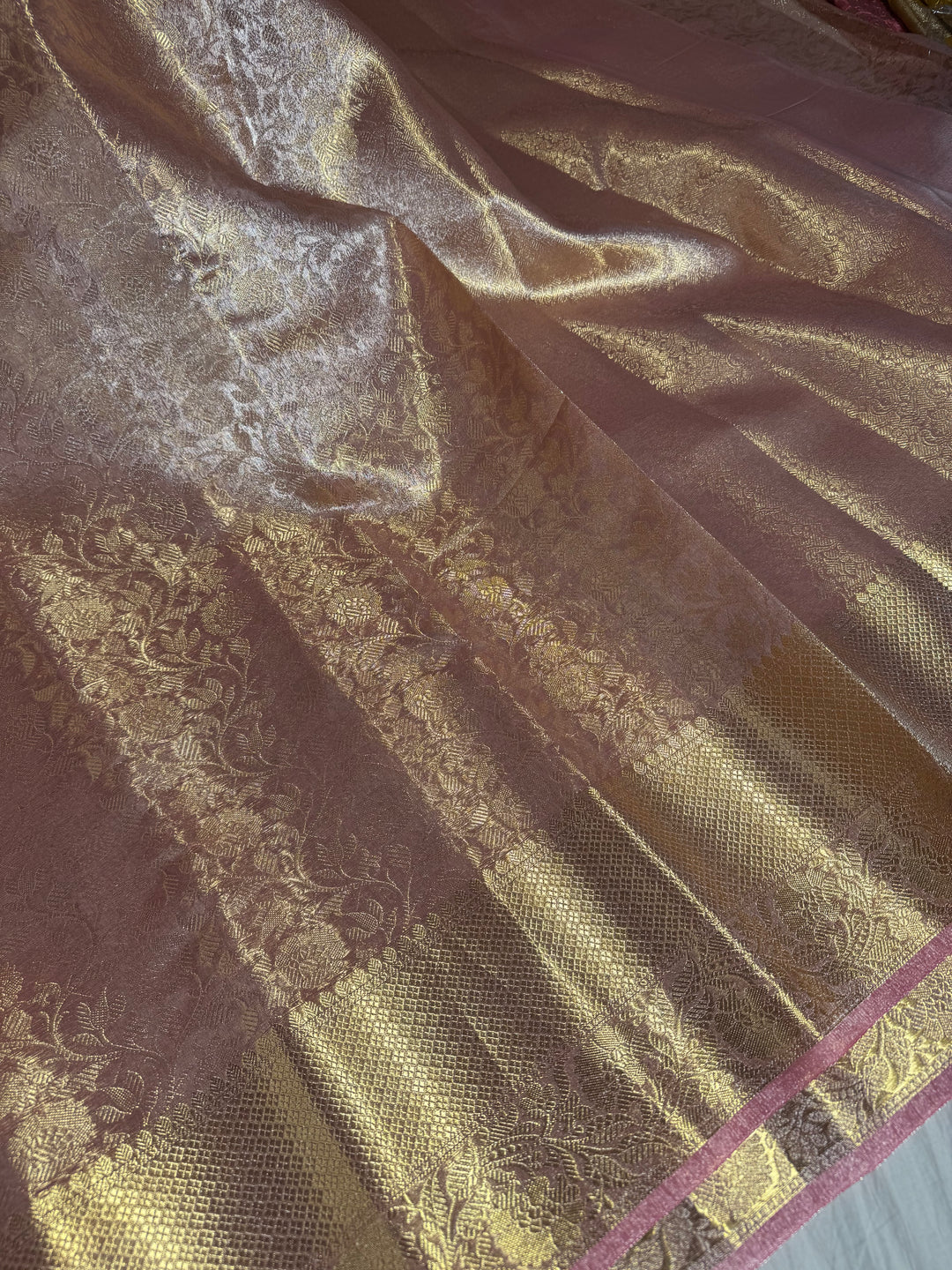 Premium Banarasi kanjivaram tissue silk saree with rich pallu and blouse