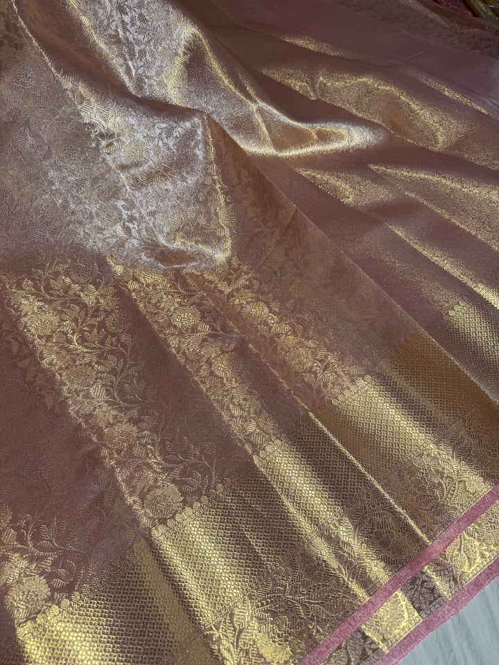 Premium Banarasi kanjivaram tissue silk saree with rich pallu and blouse