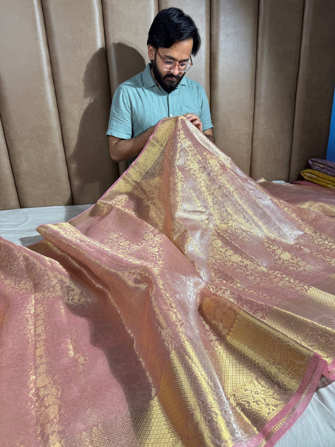 Premium Banarasi kanjivaram tissue silk saree with rich pallu and blouse
