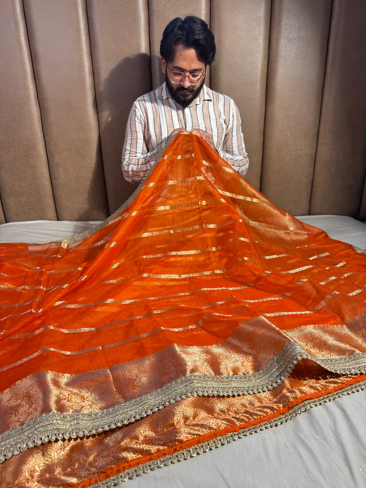 Best seller banarasi organza silk saree with premium lace work
