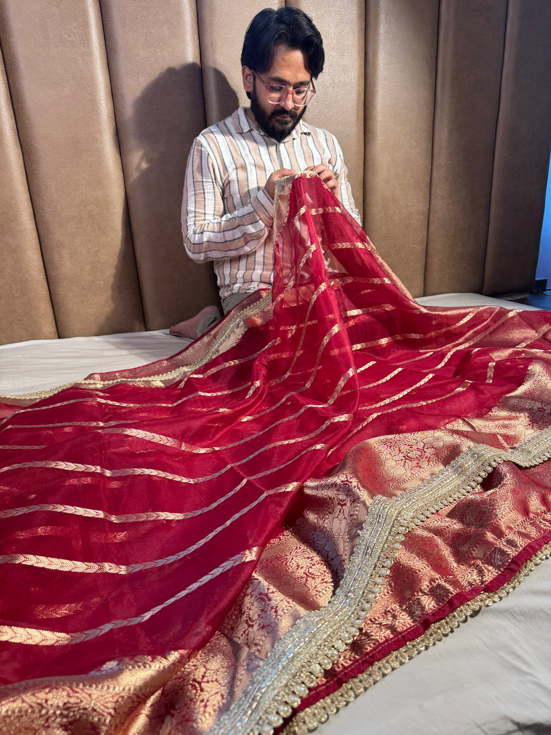 Best seller banarasi organza silk saree with premium lace work
