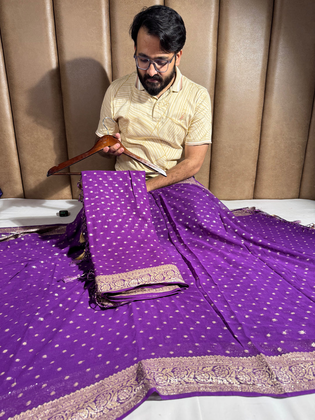 Premium Purple Georgette Banarasi Silk Saree