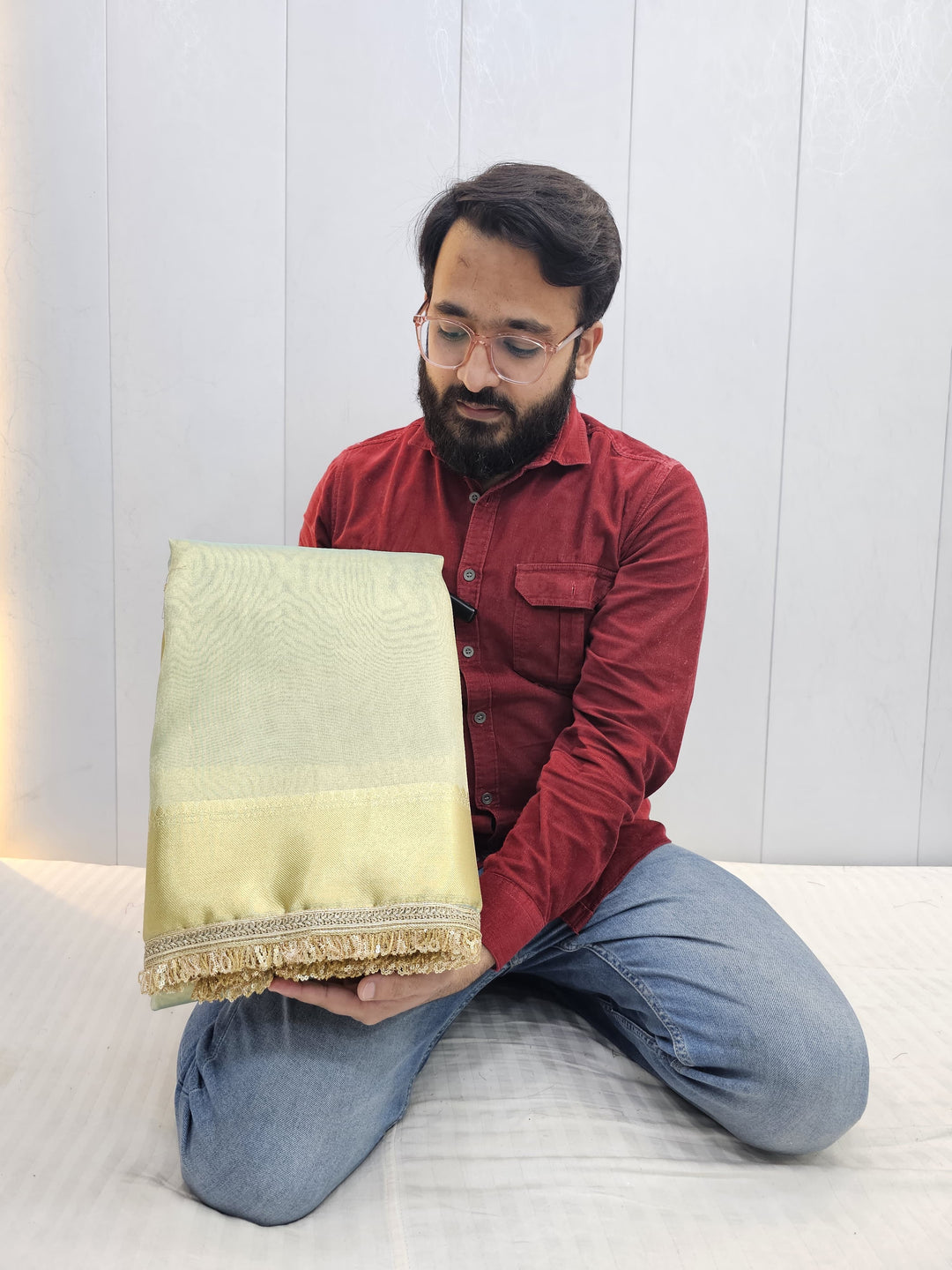 Janhvi Kapoor Inspired Premium Tissue Silk Saree with Lace