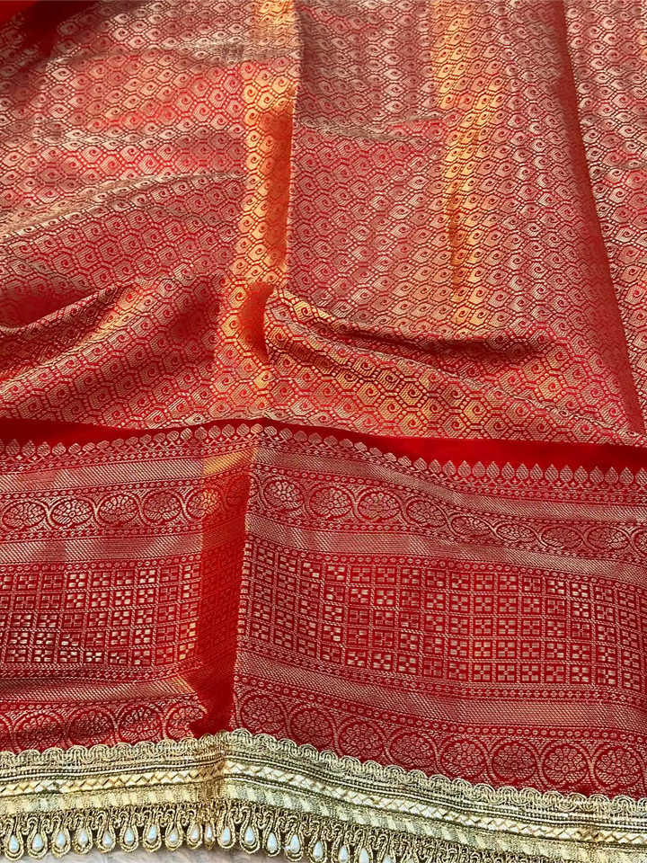Light Gold Bridal Kanjivaram Tissue Silk Brocade Designer Banarasi Saree