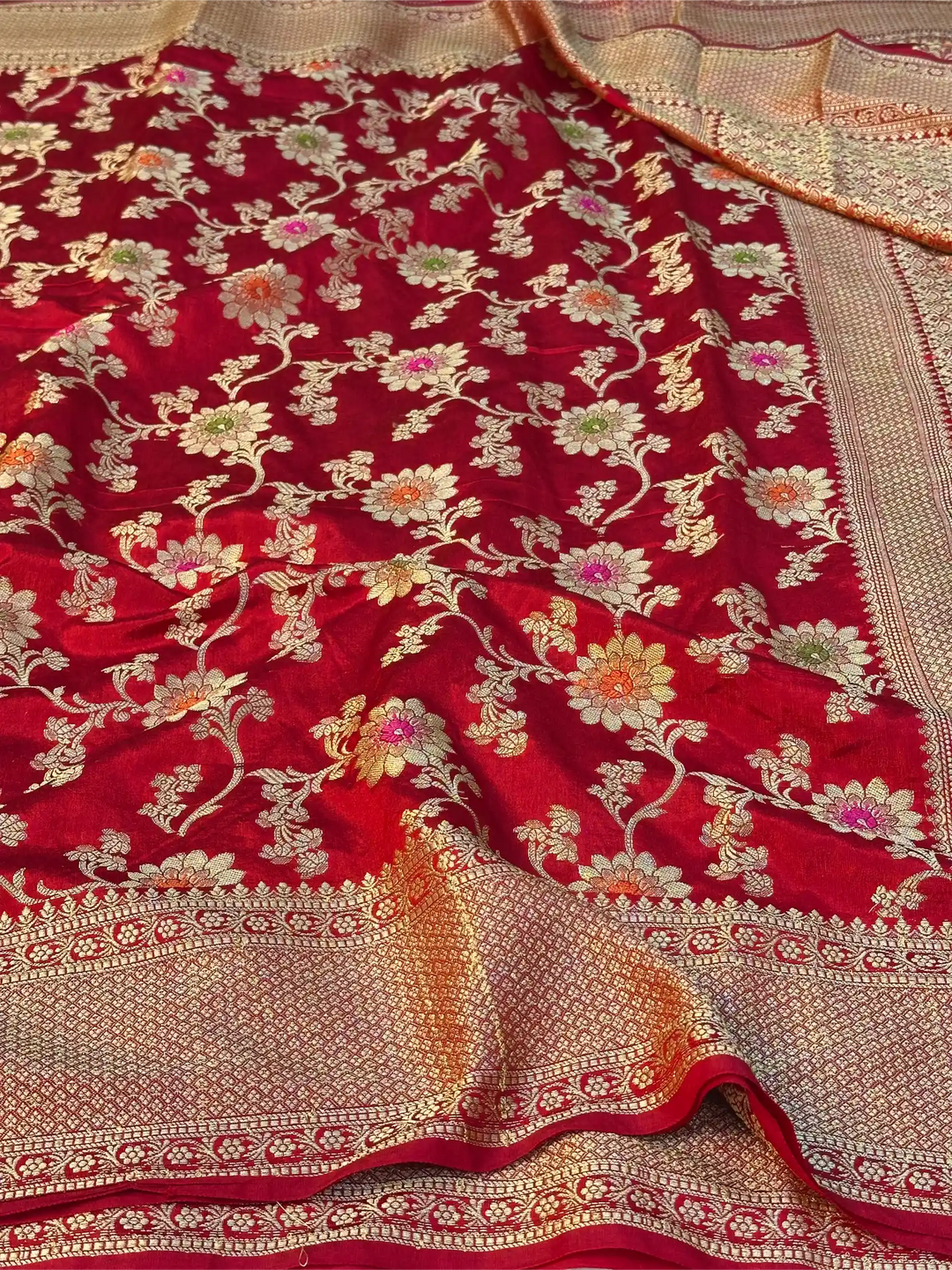 Light Maroon Warm Silk Floral Meenakari Banarasi Saree
