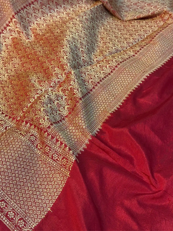 Light Maroon Warm Silk Floral Meenakari Banarasi Saree