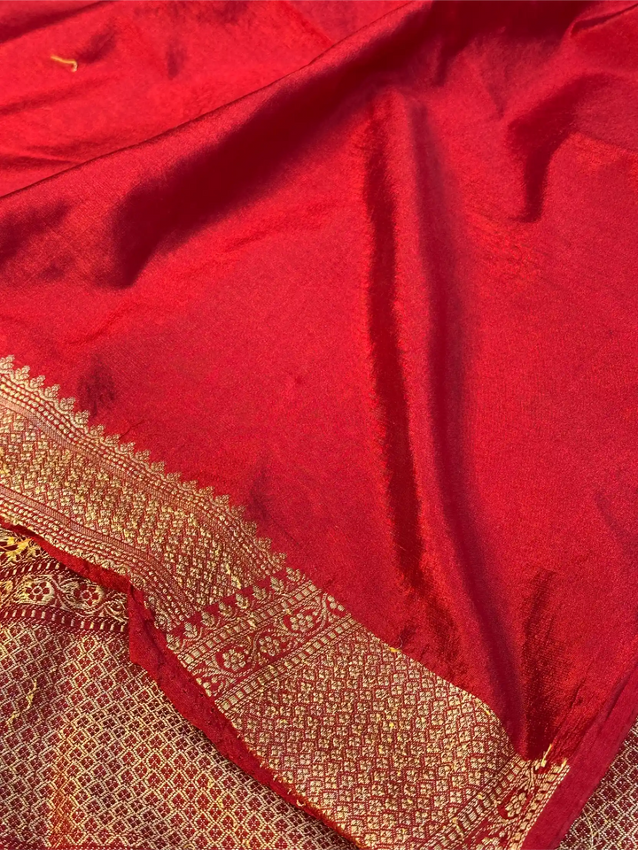 Light Maroon Warm Silk Floral Meenakari Banarasi Saree