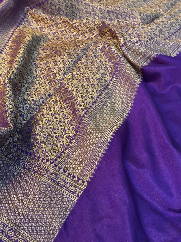 Light Violet Warm Silk Floral Meenakari Banarasi Saree