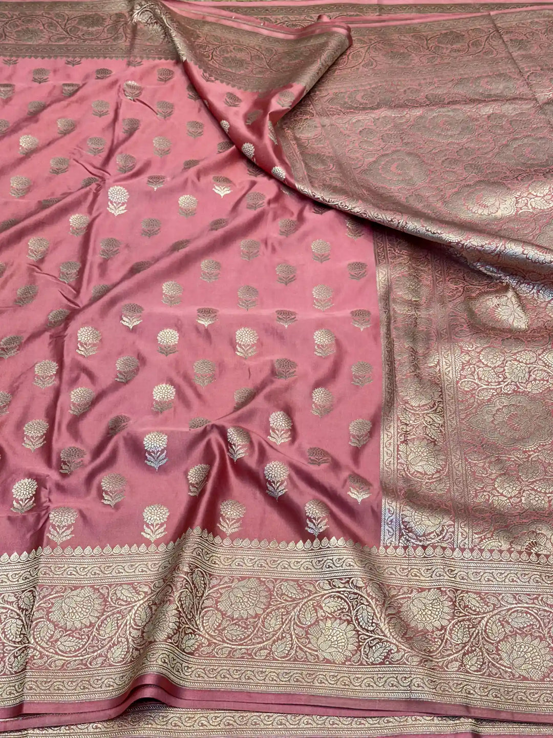 Mauve Eccentric Motifs Weave Mashru Katan Silk Saree