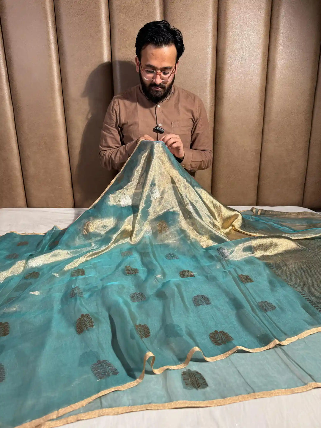 Mint Green Handwoven Pure Tissue Silk Saree